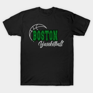 Classic Name Boston Vintage Styles Green Basketball T-Shirt